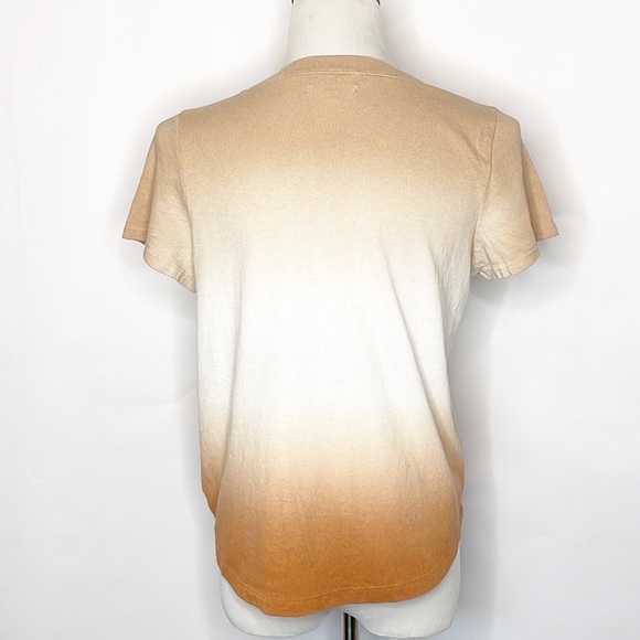 Madewell Dip Dye Brick Orange & Cream Ombré Tee (M) - Picture 5 of 7